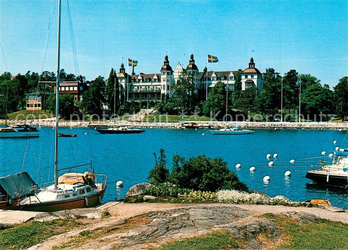 Saltsjoebaden Partie am Hafen Blick zum Grand Hotel
