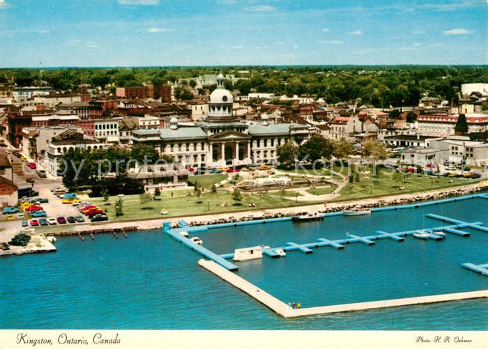 Kingston Ontario Centennial fountain and City Hall aerial view