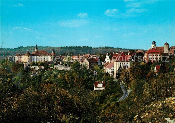 Langenburg Wuerttemberg Teilansicht mit Schloss und Torturm