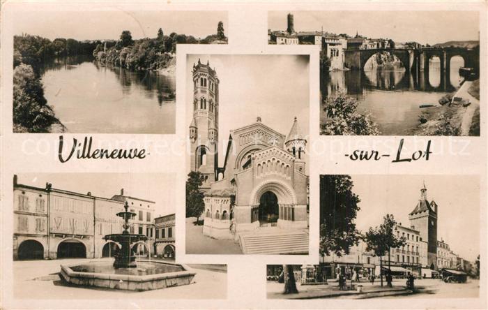Villeneuve-sur-Lot Les bords du Lot vers le vieux Pont Eglise Ste Catherine Font