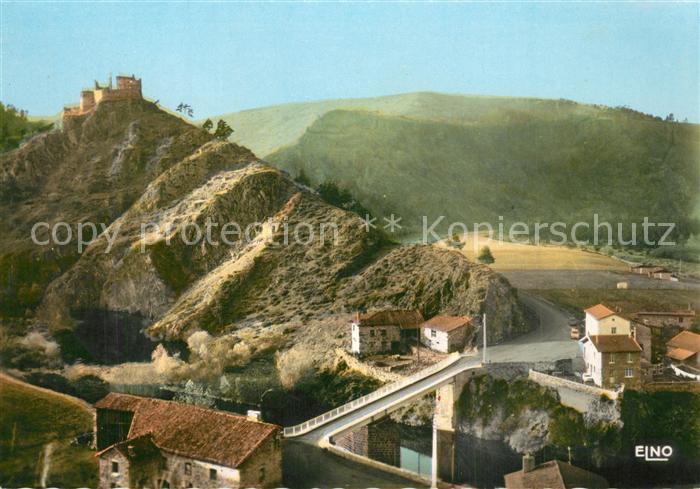 Goudet Ruines du Chateau de Beaufort bati sur un rocher tombant a Pic sur la Loi