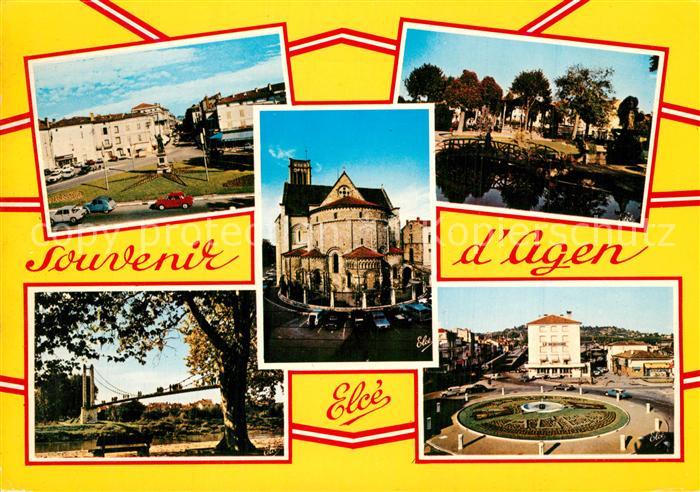 Agen Lot et Garonne La statue de Jasmin et le boulevard de la Republique La Cath