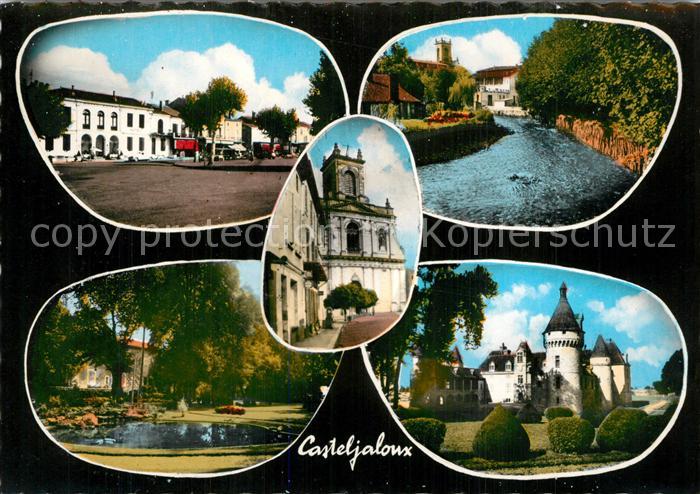 Casteljaloux Place ‚Gambetta Le Clocher et l’Avance Eglise Jardin d’Albret Chate
