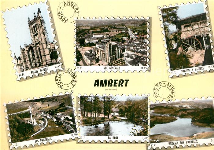 Ambert Eglise St Jean Vue generale Moulin a papiers Les Pradeaux La Dore Barrage