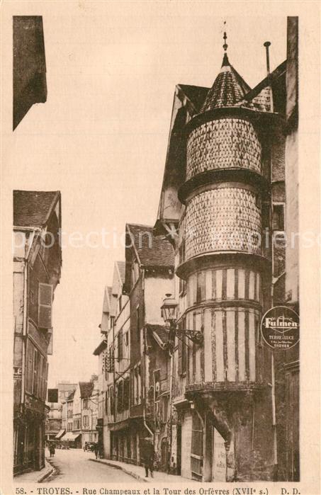 Troyes Aube Rue Champeaux et Tour des Orfevres