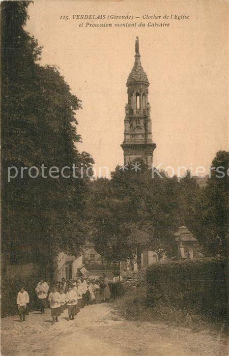 Verdelais Clocher de L Eglise Procession