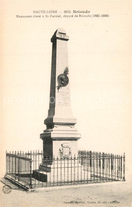 Brioude Monument eleve a St Ferreol depute de B