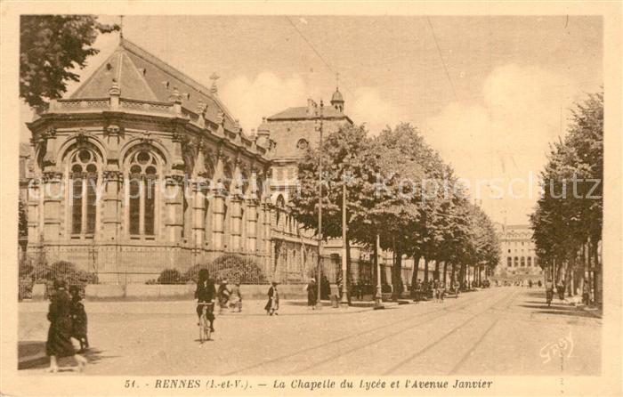 Rennes Ille-et-Vilaine La Chapelle du Lycee et l’Avenue Janvier