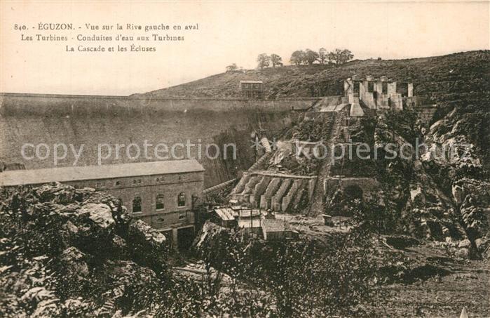 Eguzon-Chantome Vue sur la Rive gauche en aval Les Turbines
