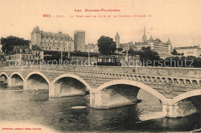 Pau 64 Le Pont sur le Gave et le Chateau d’Hen