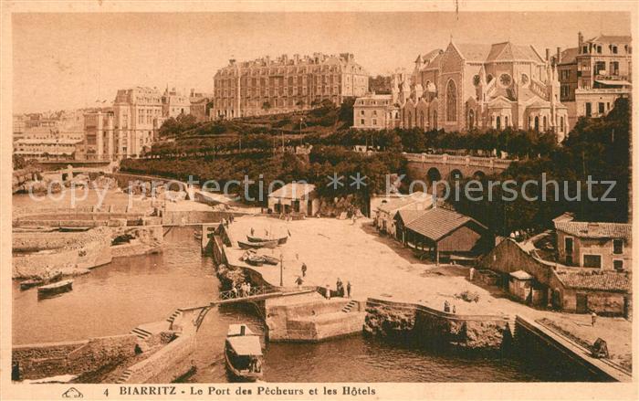Biarritz Pyrenees Atlantiques Le Port des Pecheurs et les Hotels