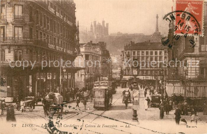 Lyon France La Place des Cordeliers et Coteau de Fourviere