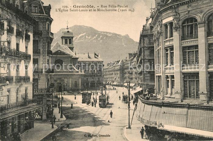 Grenoble Rue Felix Poulat Eglise Saint Louis et le Moucherotte