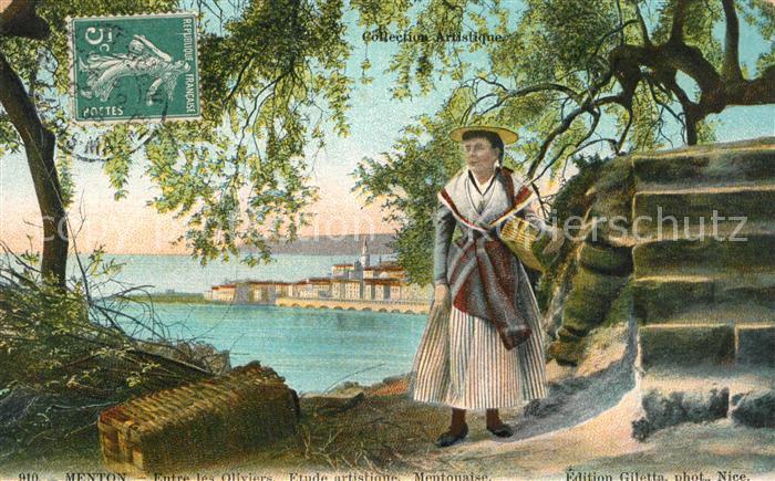 Menton Alpes Maritimes Entre les Oliviers Etude artistique Mentonaise Costumes T