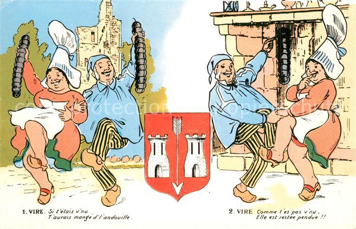 Vire Calvados Karikaturen Köchin Wurst Künstlerkarte