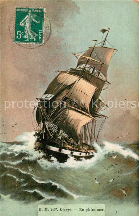 Dieppe 76 En pleine mer Voilier Dessin Künstlerka