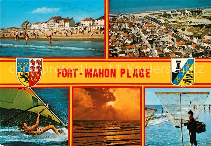 Fort-Mahon-Plage Strand Windsurfen Fischen Sonnenuntergang Fliegeraufnahme