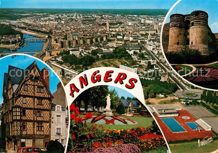 Angers Vue Generale La Maine Chateau Cathedrale Saint Maurice Piscine Maison d A