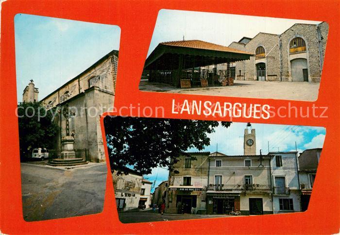 Lansargues Place Saint Jean et l Horloge Cave Coopérative Eglise Saint Martin