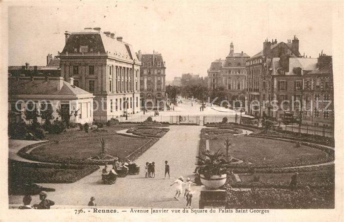 Rennes Ille-et-Vilaine Avenue Janvier vue du Square du Palais