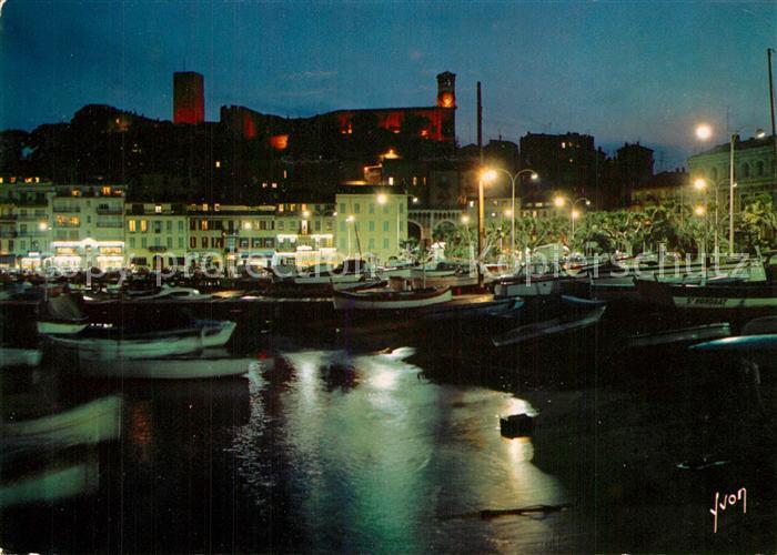 Cannes Alpes-Maritimes Le Port et le Suquet la nuite Collection Couleurs et Lumi
