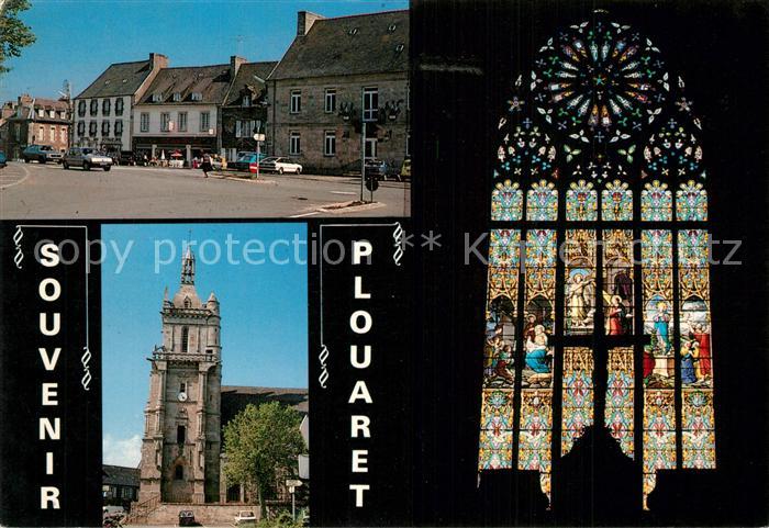 Plouaret Place de la mairie Eglise et vitrail