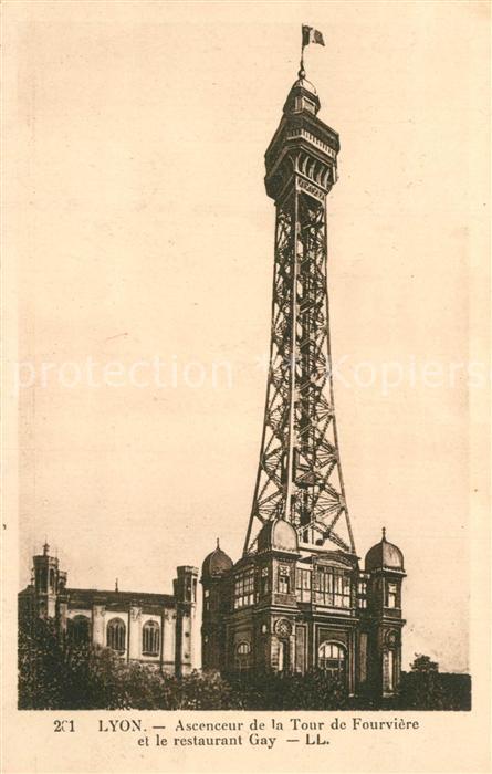 Lyon France Acenceur de la Tour de Fourviere et le restaurant Gay