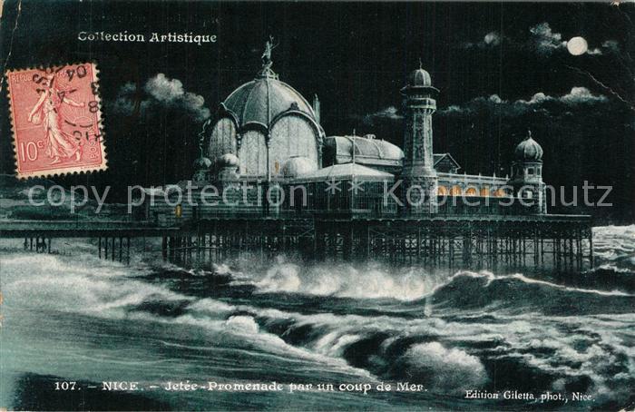 Nice Alpes Maritimes Jetee Promenade par un coup de Mer