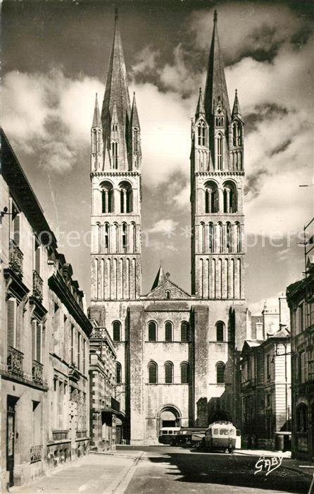 Caen Eglise Abbatiale Saint Etienne Facade et Tours de l’Epoque de Guillaume