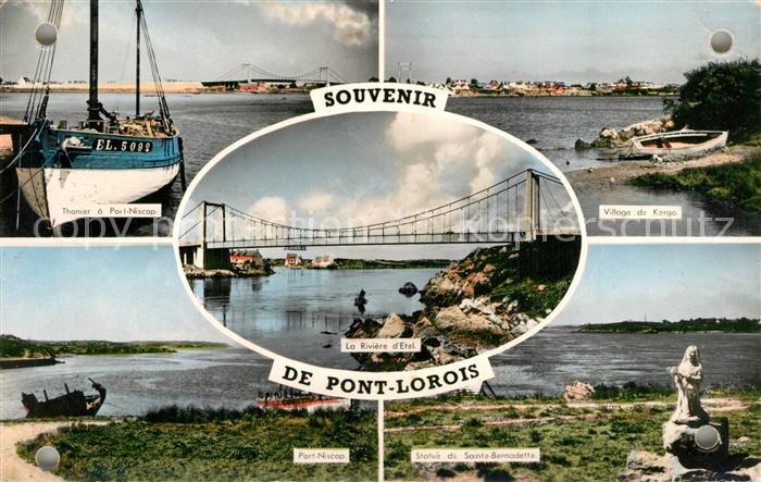 Plouhinec Morbihan Pont Lorois Rivière d Etel Bateau Port Statue de Sante Bernad
