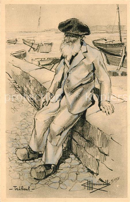 Treboul Douarnenez Types et Costumes de France Dessin Kuenstlerkarte