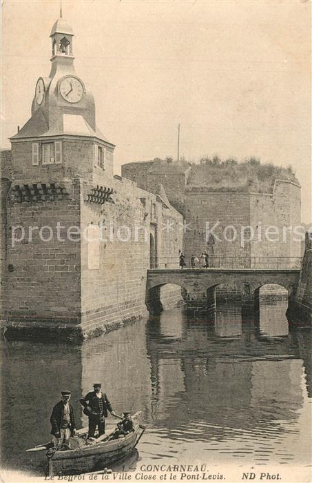 Concarneau Finistere Le Beffroi de la Ville Close et le Pont Levis