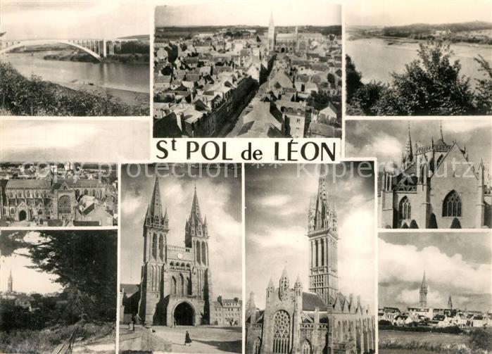 Saint-Pol-de-Leon Vue sur la ville Pont Eglise Nature