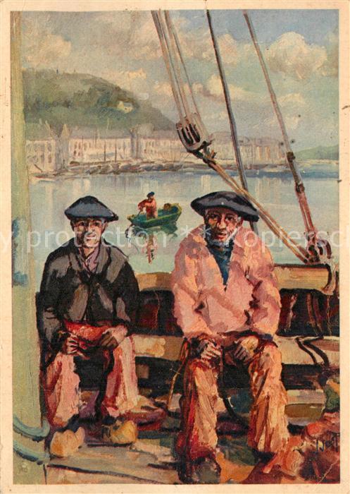 Audierne En bâteau peinture Künstlerkarte