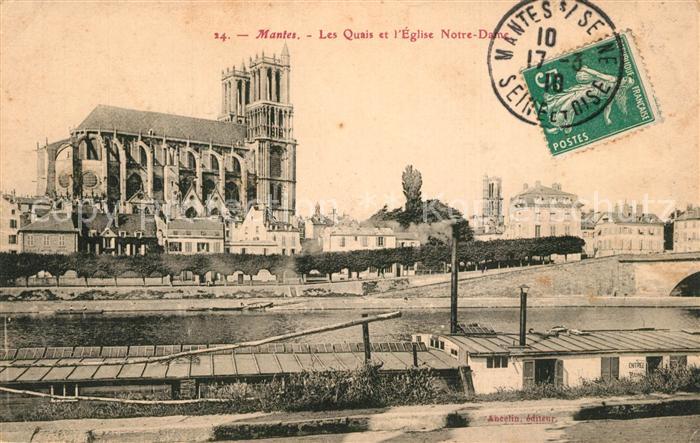 Mantes-sur-Seine Les Quais et l’Eglise Notre Dame