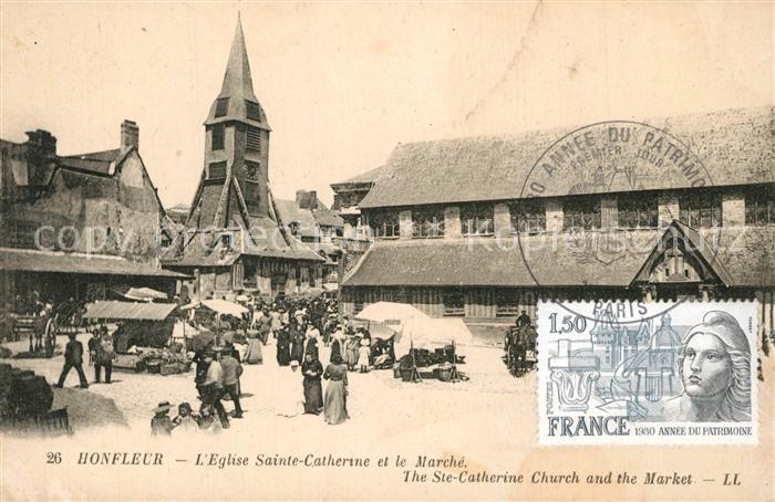 Honfleur Eglise Sainte Catherine et le Marche