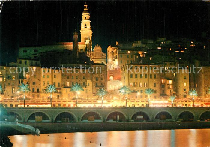 Menton Alpes Maritimes La ville vue de nuit