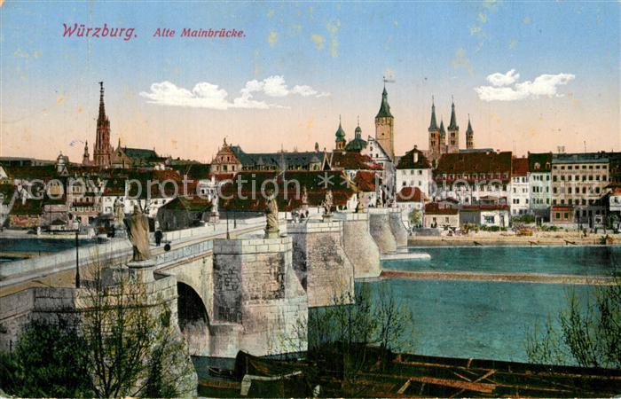 Wuerzburg Alte Mainbruecke Kirchen