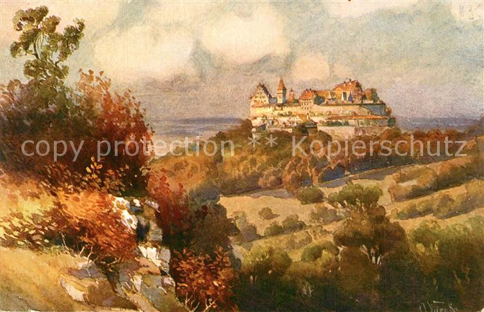 Coburg Veste Coburg Aquarell von O. Wiegk