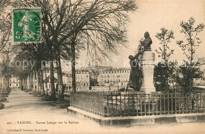 Vannes 56 Statue Lesage sur la Rabine