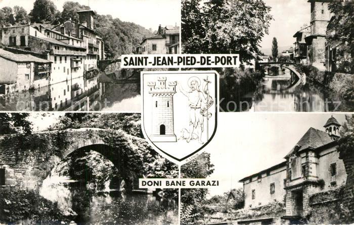 Saint-Jean-Pied-de-Port Maisons sur la Nive Pont d_Espagne