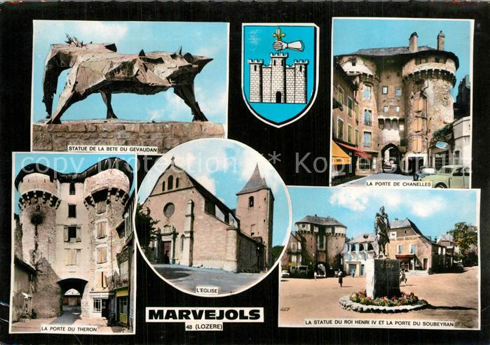 Marvejols Eglise Porte de Chanelles Statue Roi Henri IV