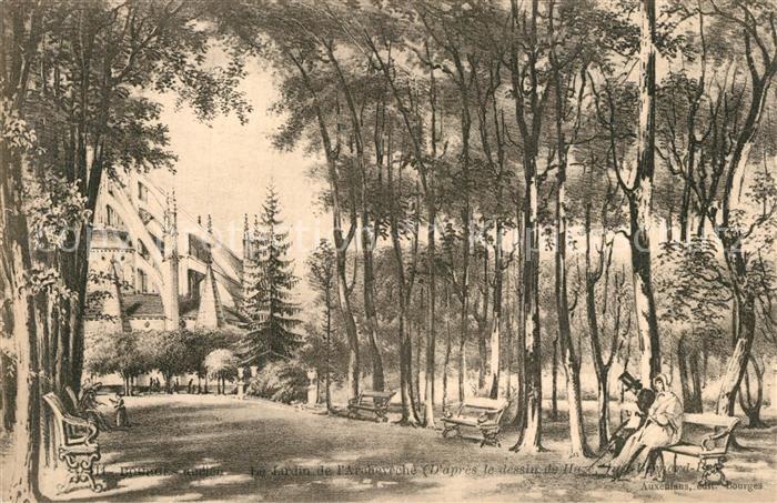 Bourges Jardin de l'Archevêché Dessin de Haze Kuenstlerkarte
