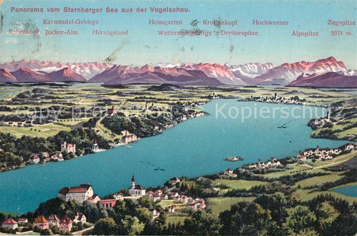 Starnbergersee und Umgebung aus der Vogelschau Alpenpanorama