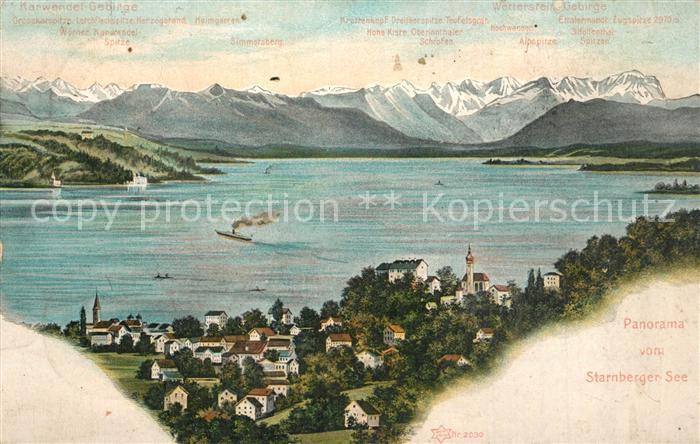 Starnberg Panorama Starnberger See Alpenkette