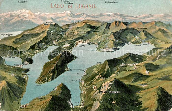 Lago di Lugano TI Luganer See und Umgebung aus der Vogelperspektive