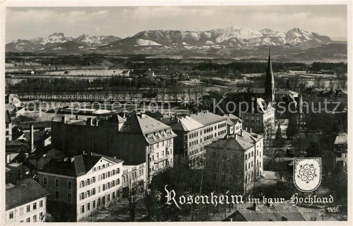 Rosenheim Bayern Stadtpanorama mit Blick zu den Alpen