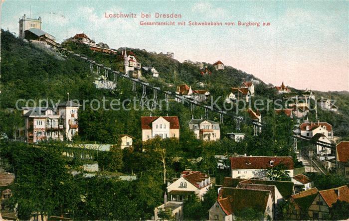 Loschwitz Panorama Blick vom Burgberg Schwebebahn