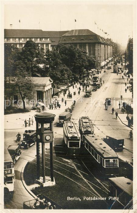 Berlin Potsdamer Platz Strassenbahn Standuhr