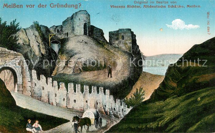 Meissen Elbe Sachsen vor der Gruedung? Kuenstlerkarte